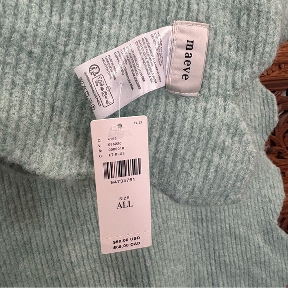 NWT Anthropologie Maeve Scalloped Scarf Ribbed Minty Green - Picture 2 of 6